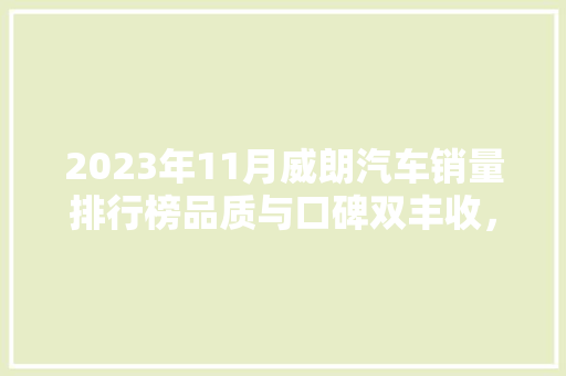 2023年11月威朗汽车销量排行榜品质与口碑双丰收，威朗持续引领市场潮流