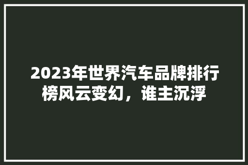 2023年世界汽车品牌排行榜风云变幻，谁主沉浮