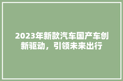 2023年新款汽车国产车创新驱动，引领未来出行