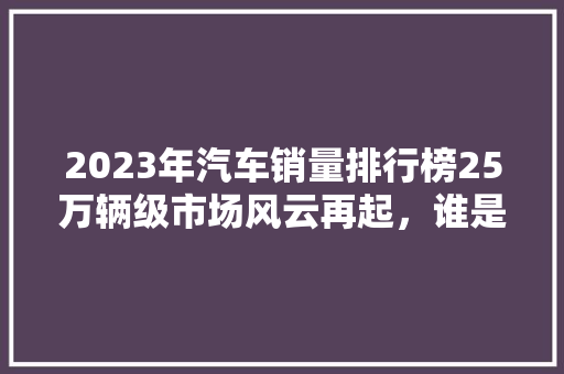 2023年汽车销量排行榜25万辆级市场风云再起，谁是领跑者