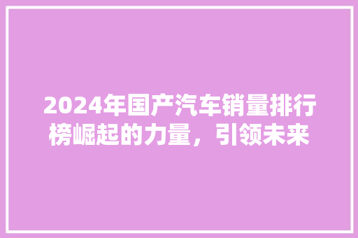 2024年国产汽车销量排行榜崛起的力量，引领未来