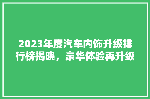 2023年度汽车内饰升级排行榜揭晓，豪华体验再升级！