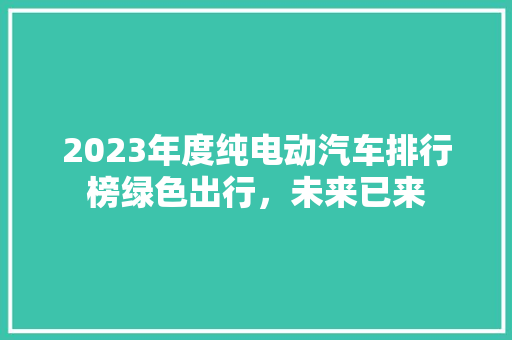 2023年度纯电动汽车排行榜绿色出行，未来已来  第1张