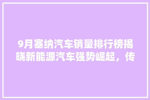 9月塞纳汽车销量排行榜揭晓新能源汽车强势崛起，传统车企面临挑战