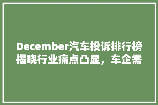 December汽车投诉排行榜揭晓行业痛点凸显，车企需加强品质把控  第1张