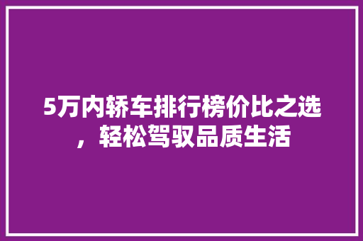 5万内轿车排行榜价比之选，轻松驾驭品质生活