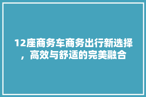 12座商务车商务出行新选择，高效与舒适的完美融合