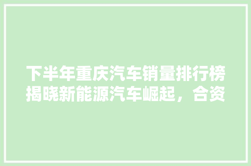 下半年重庆汽车销量排行榜揭晓新能源汽车崛起，合资品牌稳居前列