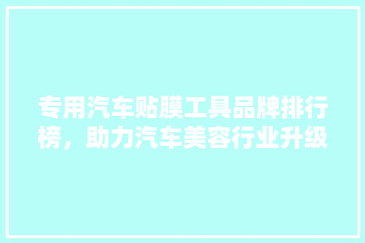 专用汽车贴膜工具品牌排行榜，助力汽车美容行业升级