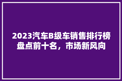 2023汽车B级车销售排行榜盘点前十名，市场新风向