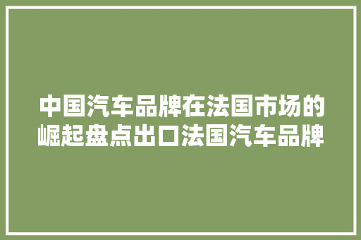 中国汽车品牌在法国市场的崛起盘点出口法国汽车品牌排行榜