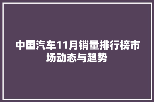 中国汽车11月销量排行榜市场动态与趋势  第1张