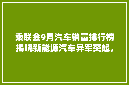 乘联会9月汽车销量排行榜揭晓新能源汽车异军突起，传统车企面临挑战
