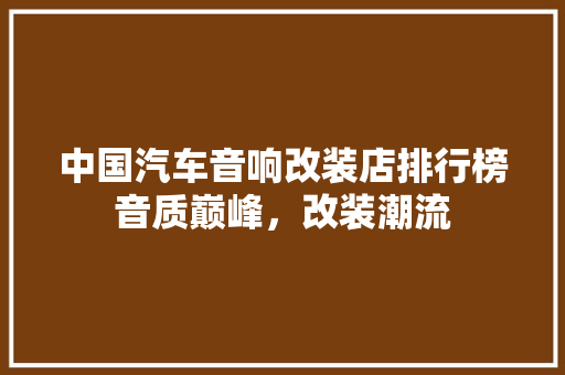 中国汽车音响改装店排行榜音质巅峰，改装潮流