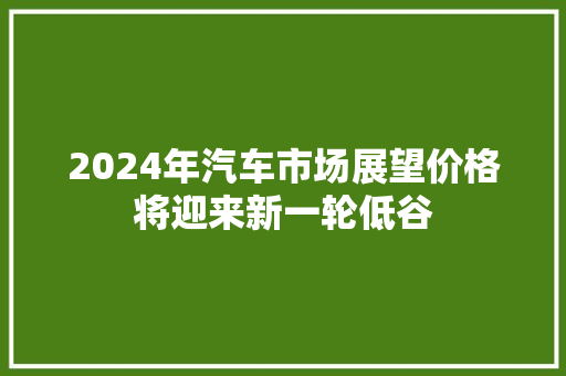 2024年汽车市场展望价格将迎来新一轮低谷