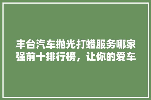 丰台汽车抛光打蜡服务哪家强前十排行榜，让你的爱车焕然一新！
