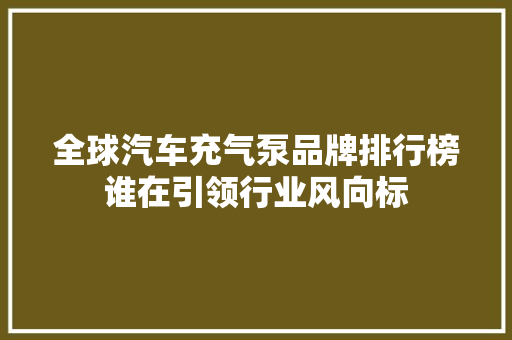 全球汽车充气泵品牌排行榜谁在引领行业风向标