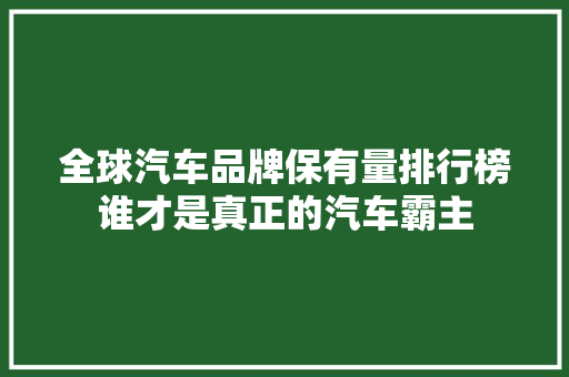 全球汽车品牌保有量排行榜谁才是真正的汽车霸主