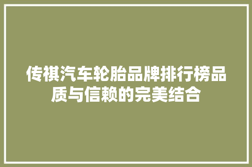 传祺汽车轮胎品牌排行榜品质与信赖的完美结合