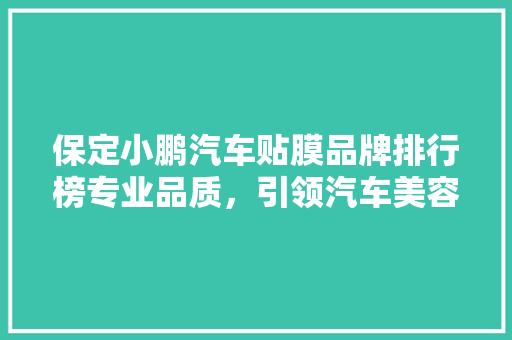 保定小鹏汽车贴膜品牌排行榜专业品质，引领汽车美容新潮流