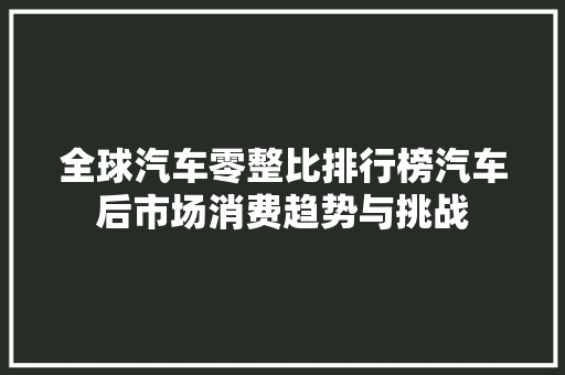 全球汽车零整比排行榜汽车后市场消费趋势与挑战