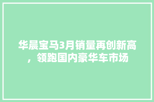 华晨宝马3月销量再创新高，领跑国内豪华车市场