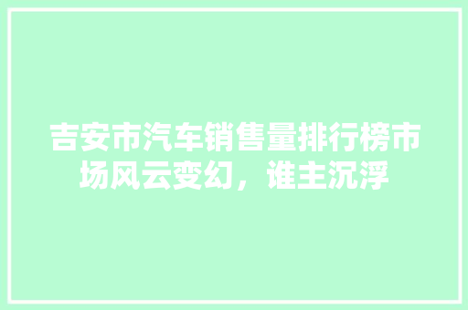 吉安市汽车销售量排行榜市场风云变幻，谁主沉浮