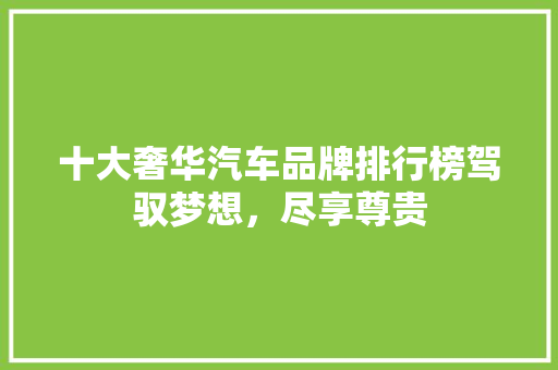 十大奢华汽车品牌排行榜驾驭梦想，尽享尊贵