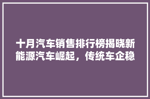 十月汽车销售排行榜揭晓新能源汽车崛起，传统车企稳居前列  第1张