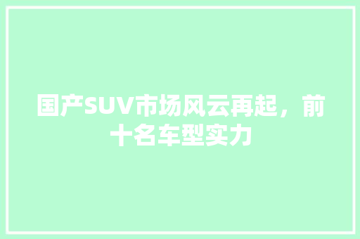 国产SUV市场风云再起，前十名车型实力