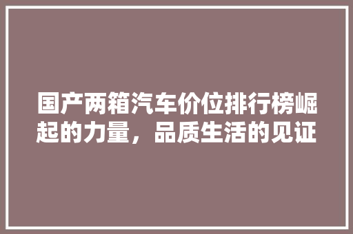 国产两箱汽车价位排行榜崛起的力量，品质生活的见证