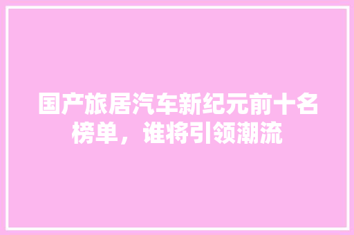 国产旅居汽车新纪元前十名榜单，谁将引领潮流