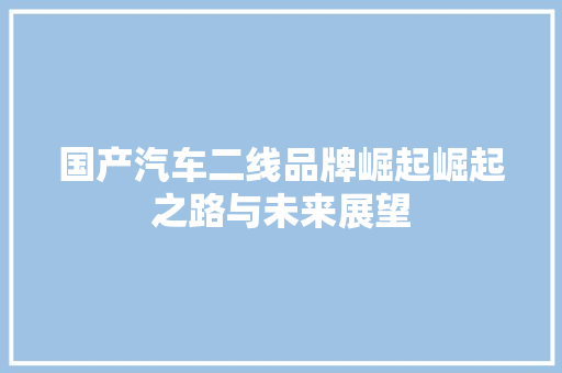 国产汽车二线品牌崛起崛起之路与未来展望  第1张