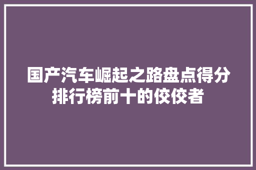 国产汽车崛起之路盘点得分排行榜前十的佼佼者