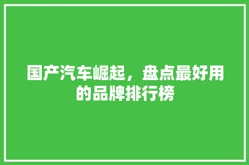 国产汽车崛起，盘点最好用的品牌排行榜