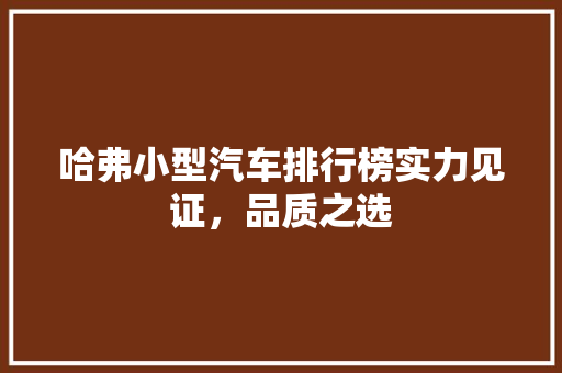 哈弗小型汽车排行榜实力见证，品质之选  第1张