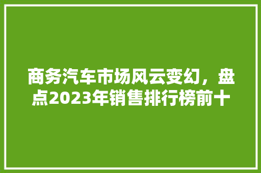 商务汽车市场风云变幻，盘点2023年销售排行榜前十名