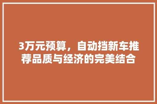 3万元预算，自动挡新车推荐品质与经济的完美结合