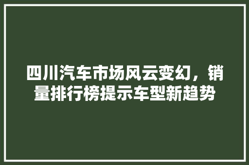 四川汽车市场风云变幻，销量排行榜提示车型新趋势