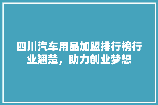 四川汽车用品加盟排行榜行业翘楚，助力创业梦想  第1张