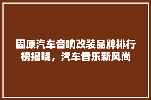 固原汽车音响改装品牌排行榜揭晓，汽车音乐新风尚