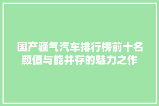国产骚气汽车排行榜前十名颜值与能并存的魅力之作