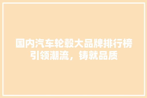 国内汽车轮毂大品牌排行榜引领潮流，铸就品质