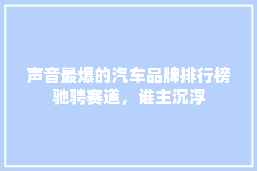 声音最爆的汽车品牌排行榜驰骋赛道，谁主沉浮