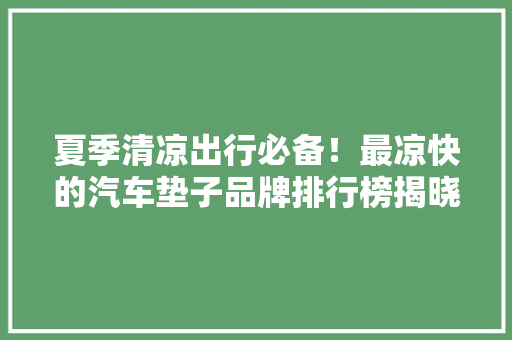 夏季清凉出行必备！最凉快的汽车垫子品牌排行榜揭晓