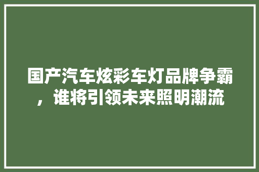 国产汽车炫彩车灯品牌争霸，谁将引领未来照明潮流