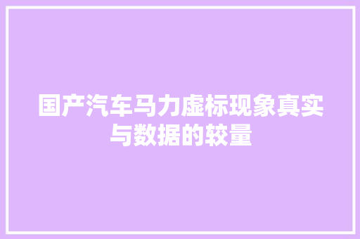 国产汽车马力虚标现象真实与数据的较量