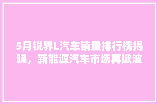 5月锐界L汽车销量排行榜揭晓，新能源汽车市场再掀波澜