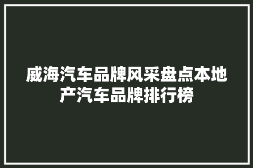 威海汽车品牌风采盘点本地产汽车品牌排行榜