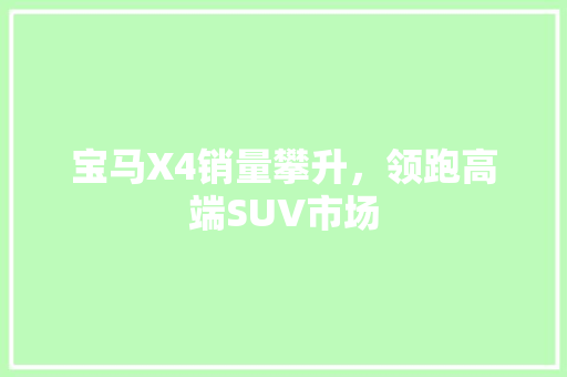 宝马X4销量攀升，领跑高端SUV市场